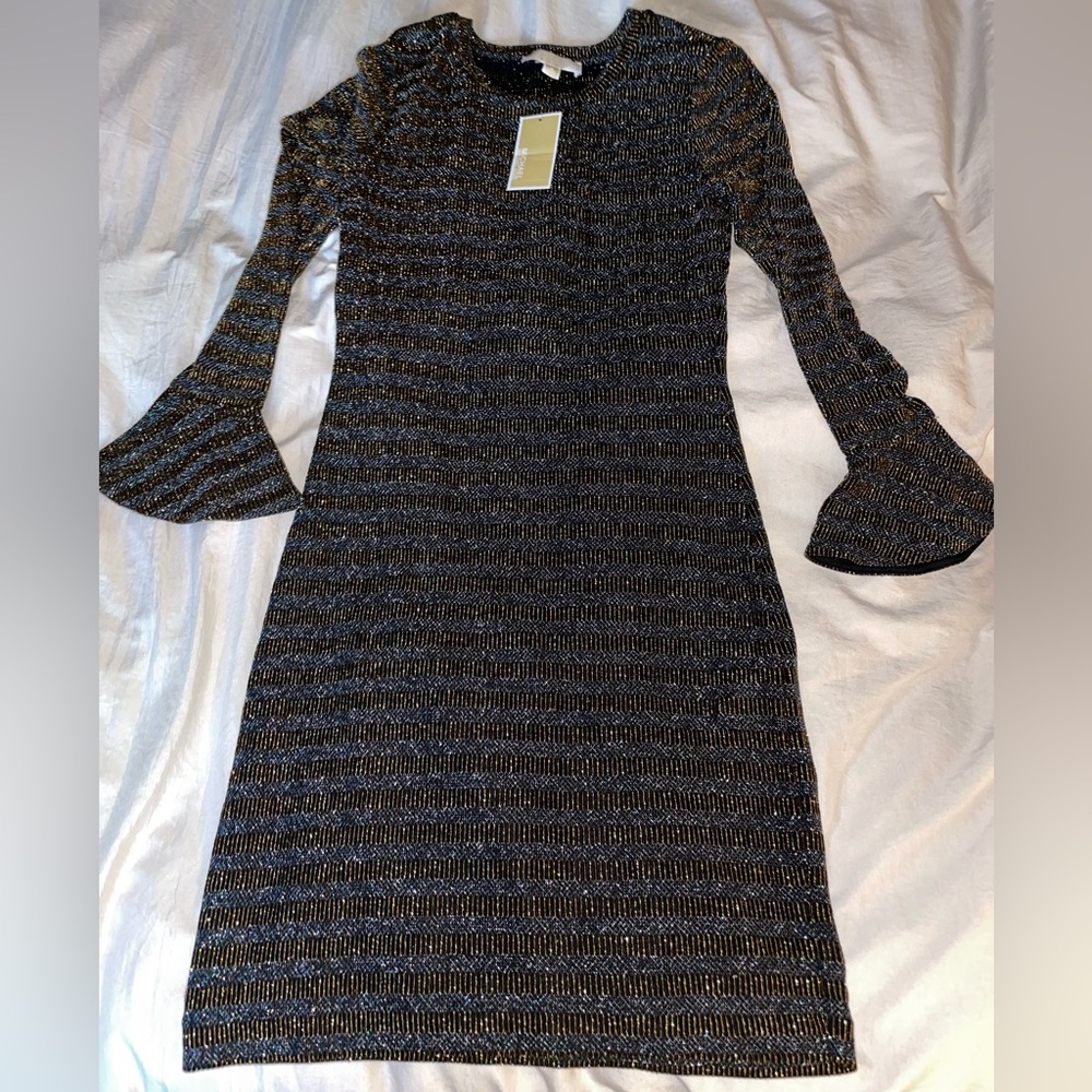 Michael Kors Metallic Dress with Bell sleeves! Small